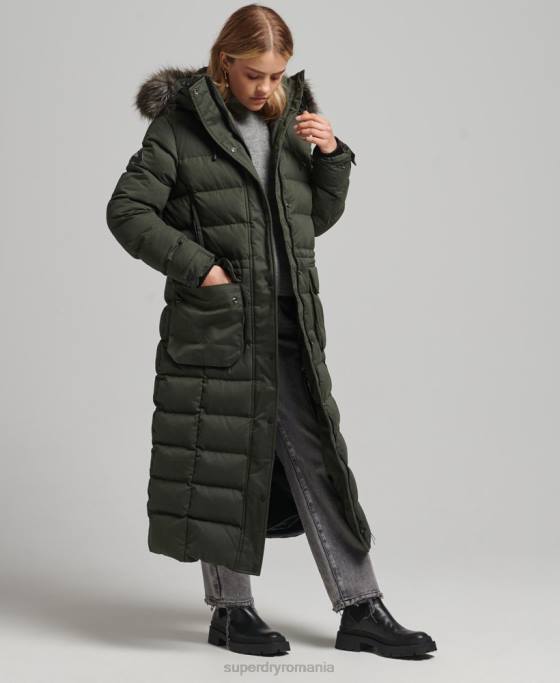 Superdry palton parka expedition cu paragate din microfibră îmbrăcăminte verde femei JX0Z5490