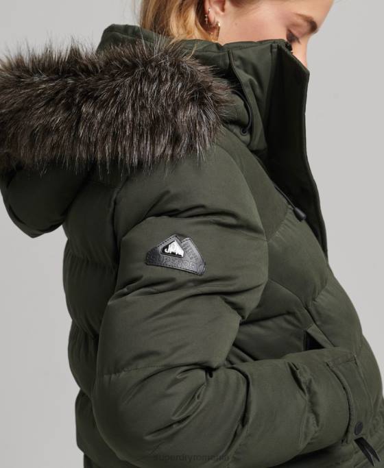 Superdry palton parka expedition cu paragate din microfibră îmbrăcăminte verde femei JX0Z5490