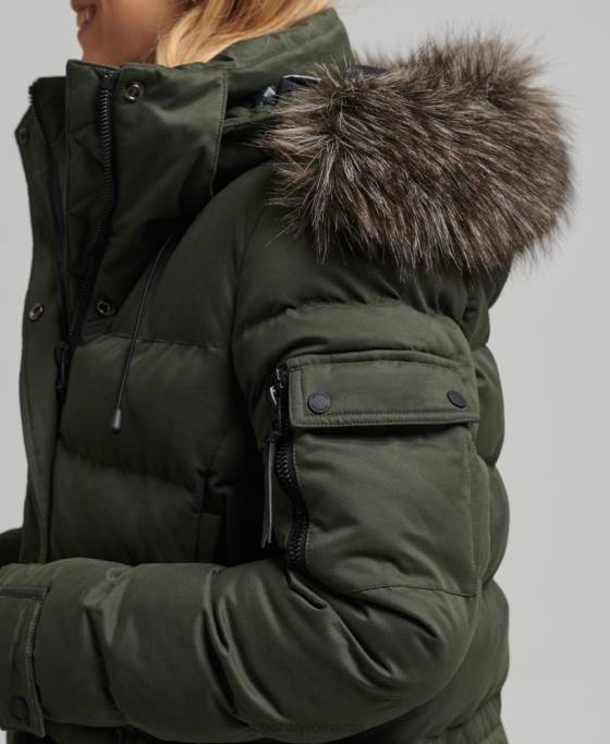 Superdry palton parka expedition cu paragate din microfibră îmbrăcăminte verde femei JX0Z5490