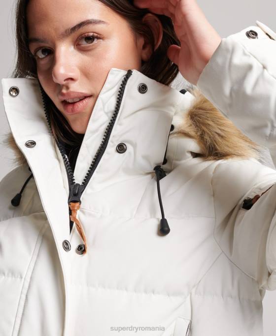 Superdry palton premium din puf îmbrăcăminte cremă femei JX0Z5737