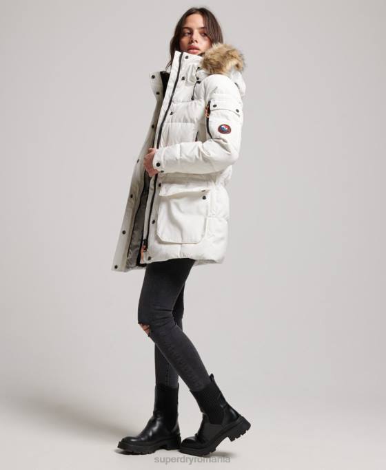 Superdry palton premium din puf îmbrăcăminte cremă femei JX0Z5737
