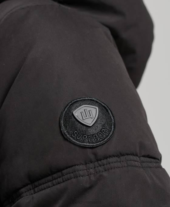 Superdry palton puf cu glugă din microfibră îmbrăcăminte negru femei JX0Z3823