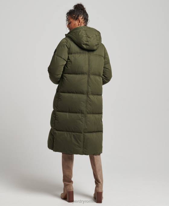 Superdry palton puf cu glugă din microfibră îmbrăcăminte verde femei JX0Z3732