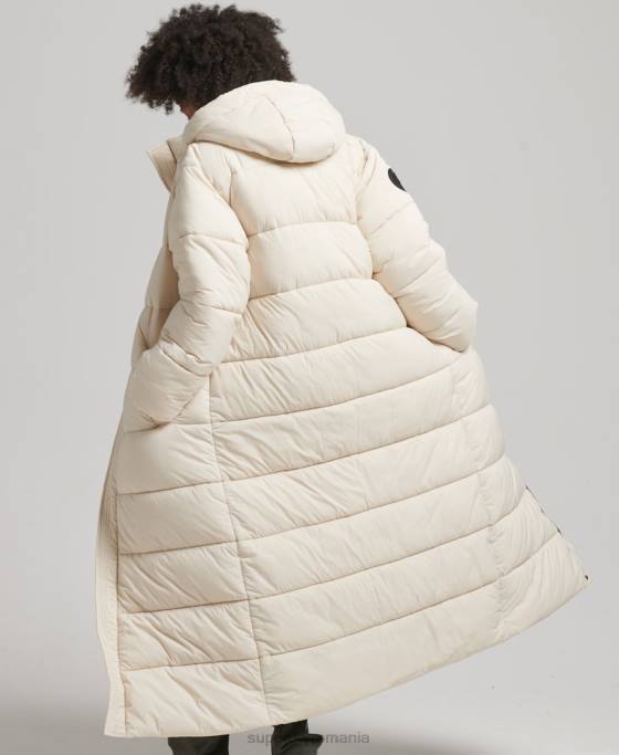 Superdry palton puf cu paragate cocon îmbrăcăminte cremă femei JX0Z5470