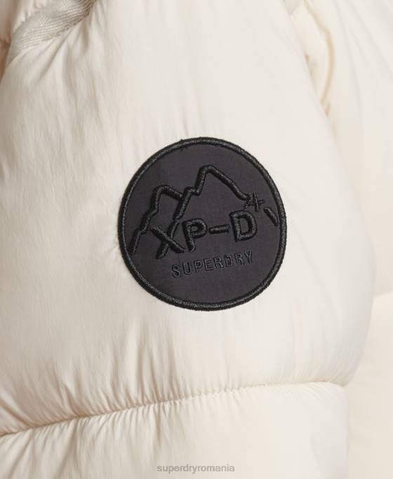 Superdry palton puf cu paragate cocon îmbrăcăminte cremă femei JX0Z5470