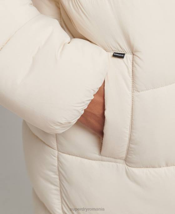 Superdry palton puf cu paragate cocon îmbrăcăminte cremă femei JX0Z5470