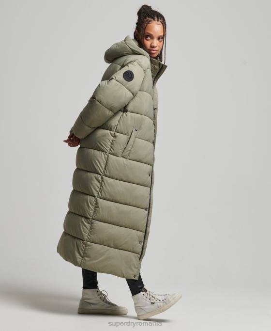Superdry palton puf cu paragate cocon îmbrăcăminte kaki femei JX0Z5451