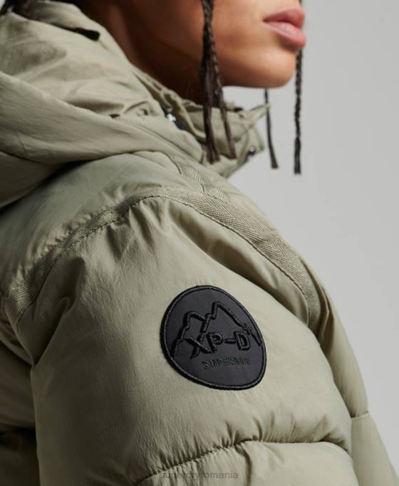 Superdry palton puf cu paragate cocon îmbrăcăminte kaki femei JX0Z5451