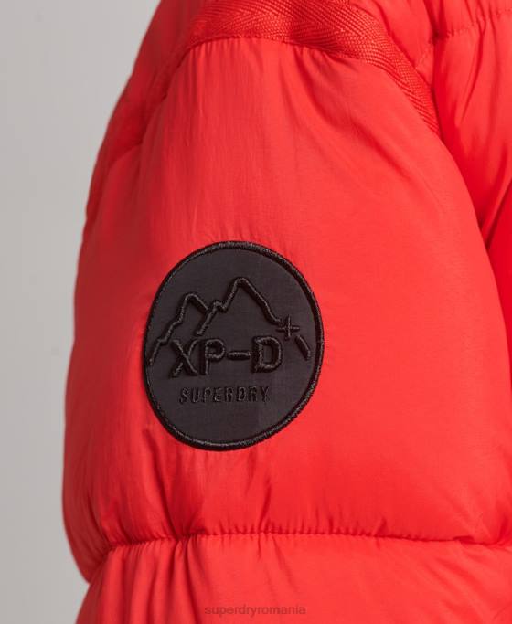 Superdry palton puf cu paragate cocon îmbrăcăminte roșu femei JX0Z5501