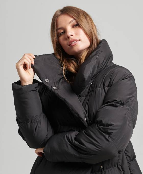 Superdry palton puf cu paragate îmbrăcăminte negru femei JX0Z3582