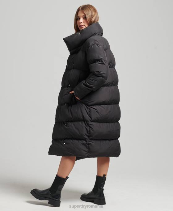 Superdry palton puf cu paragate îmbrăcăminte negru femei JX0Z3582
