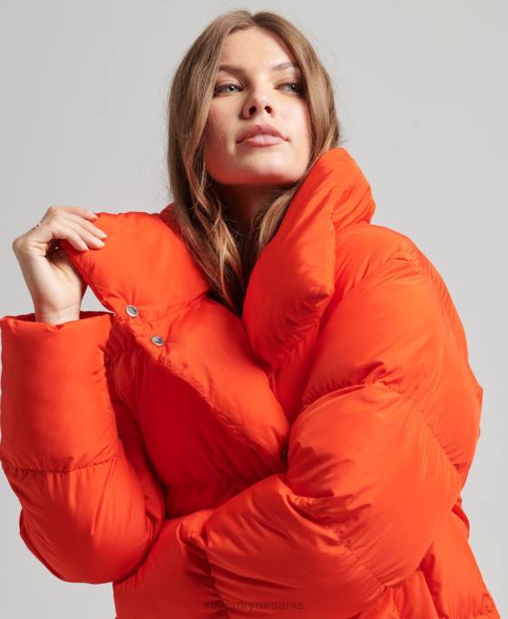Superdry palton puf cu paragate îmbrăcăminte portocale femei JX0Z3602