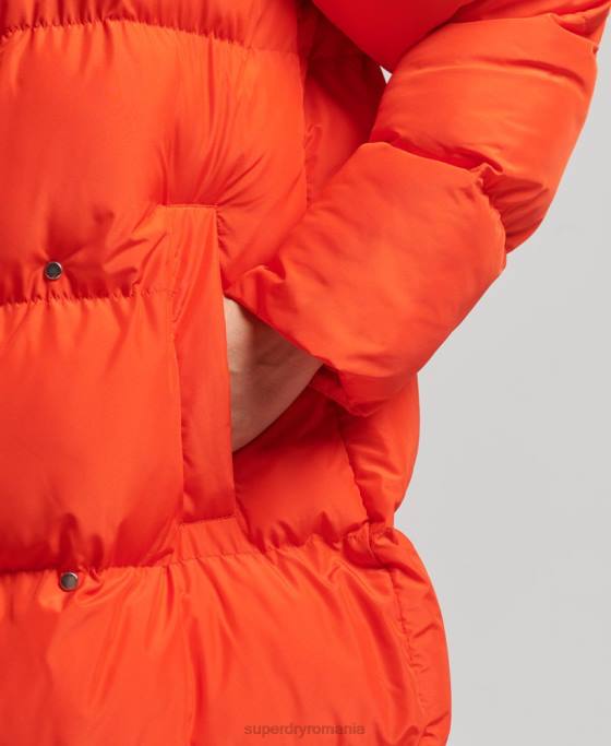 Superdry palton puf cu paragate îmbrăcăminte portocale femei JX0Z3602