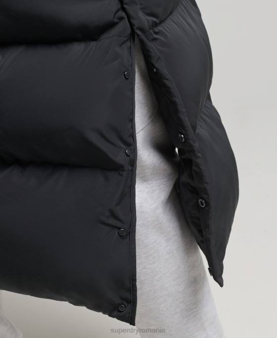 Superdry palton puf foarte lung îmbrăcăminte negru bărbați JX0Z1057