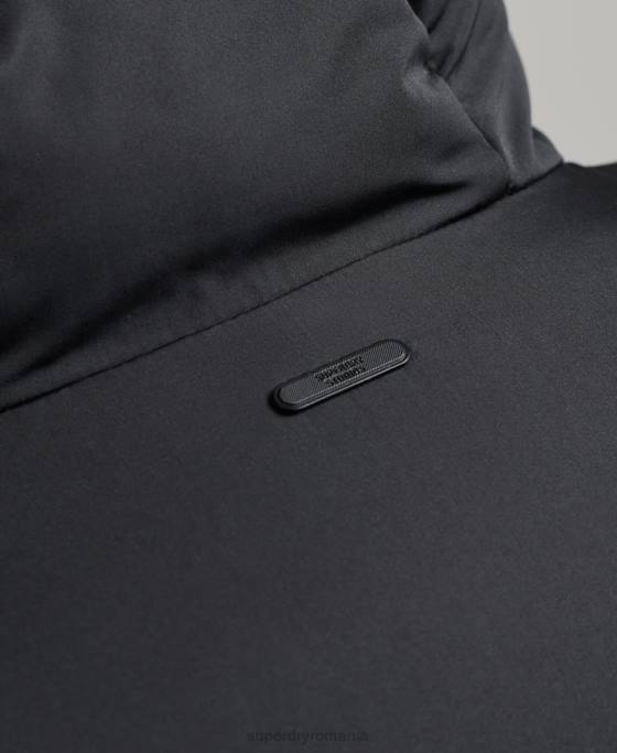 Superdry palton puf foarte lung îmbrăcăminte negru bărbați JX0Z1057