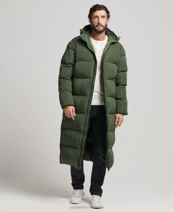Superdry palton puf foarte lung îmbrăcăminte verde bărbați JX0Z1028