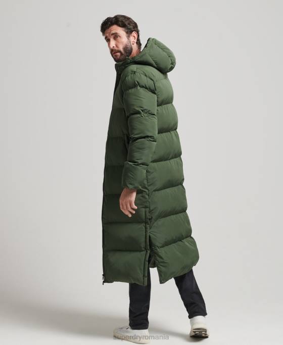 Superdry palton puf foarte lung îmbrăcăminte verde bărbați JX0Z1028