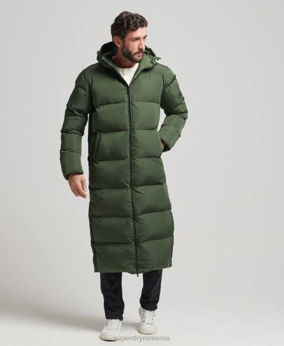 Superdry palton puf foarte lung îmbrăcăminte verde bărbați JX0Z1028