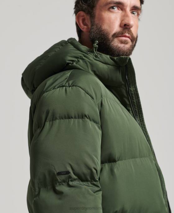 Superdry palton puf foarte lung îmbrăcăminte verde bărbați JX0Z1028