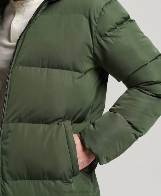 Superdry palton puf foarte lung îmbrăcăminte verde bărbați JX0Z1028