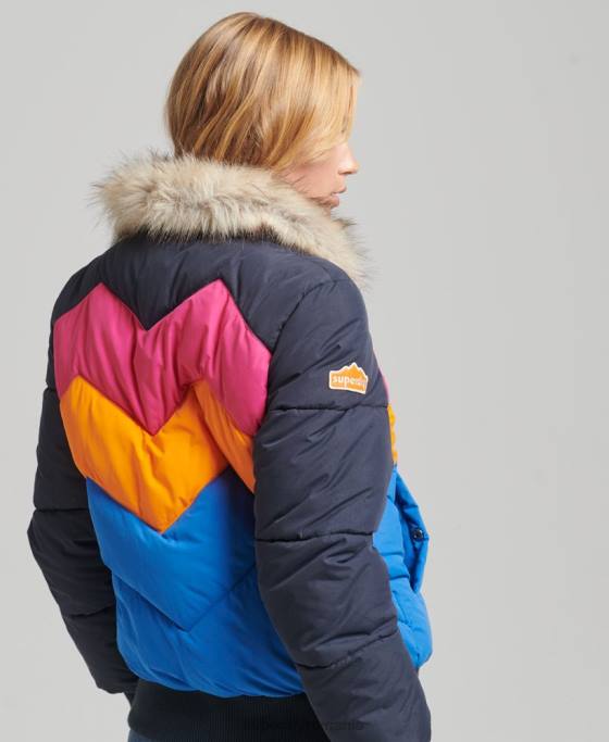 Superdry palton puf scurt cu panouri retro îmbrăcăminte marina femei JX0Z5429