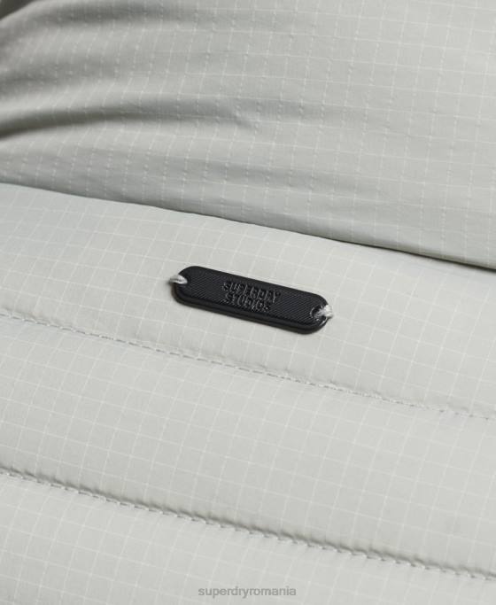 Superdry palton puf scurt ușor îmbrăcăminte gri deschis bărbați JX0Z1044