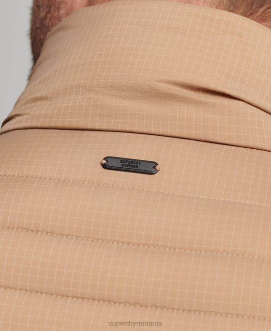 Superdry palton puf scurt ușor îmbrăcăminte maro bărbați JX0Z975