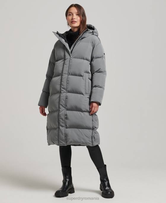 Superdry palton puff cu paragate cu glugă îmbrăcăminte gri femei JX0Z5503