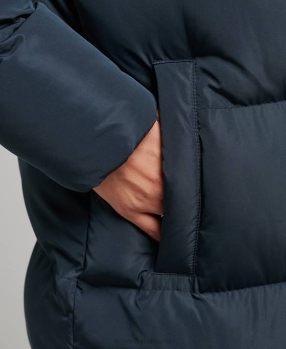 Superdry palton puff cu paragate cu glugă îmbrăcăminte marina femei JX0Z3744