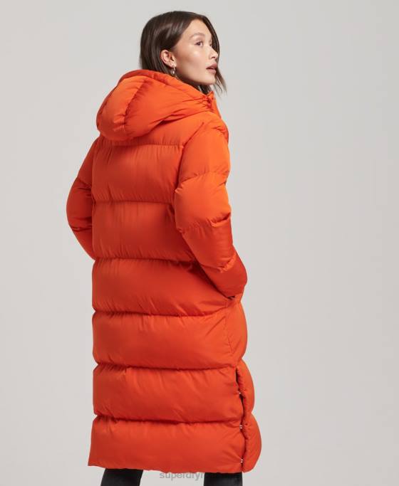 Superdry palton puff cu paragate cu glugă îmbrăcăminte portocale femei JX0Z3710