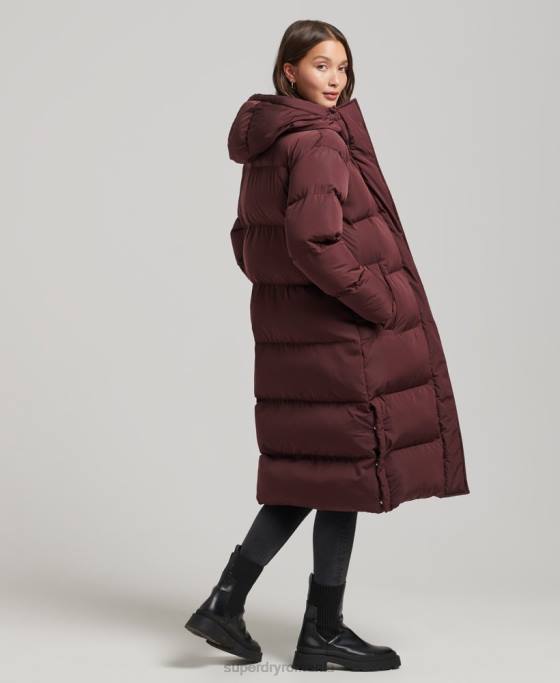 Superdry palton puff cu paragate cu glugă îmbrăcăminte roșu femei JX0Z3765