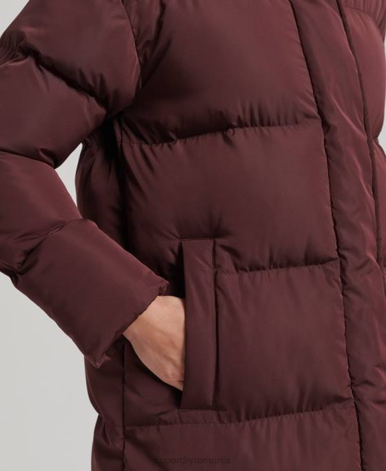 Superdry palton puff cu paragate cu glugă îmbrăcăminte roșu femei JX0Z3765