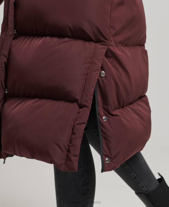 Superdry palton puff cu paragate cu glugă îmbrăcăminte roșu femei JX0Z3765