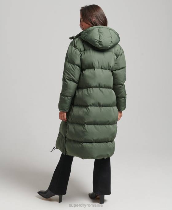 Superdry palton puff cu paragate cu glugă îmbrăcăminte verde femei JX0Z3709