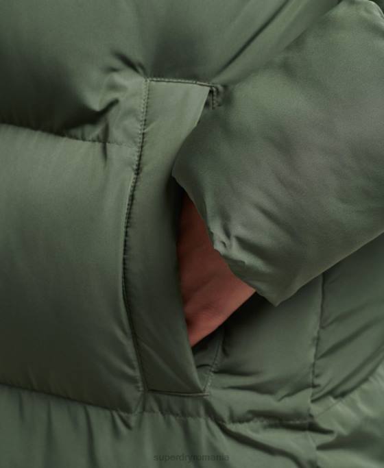 Superdry palton puff cu paragate cu glugă îmbrăcăminte verde femei JX0Z3709