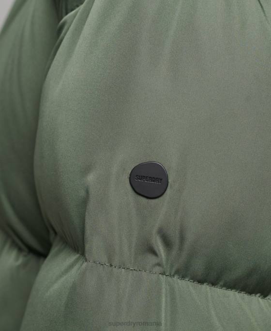 Superdry palton puff cu paragate cu glugă îmbrăcăminte verde femei JX0Z3709