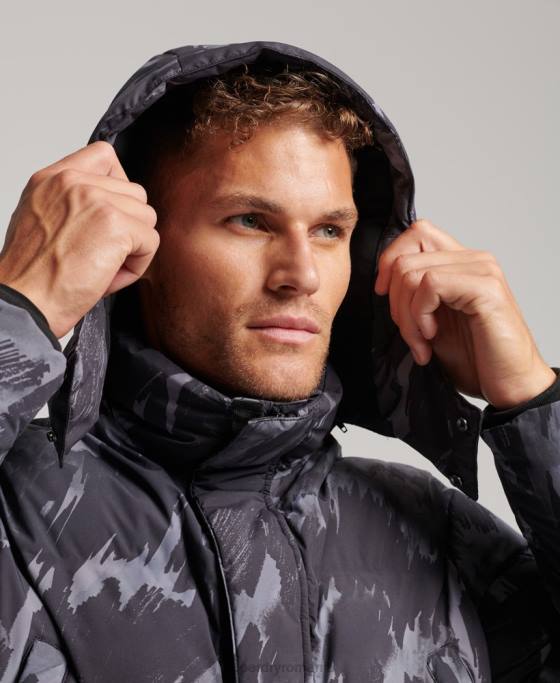 Superdry palton pufy boxy îmbrăcăminte gri inchis bărbați JX0Z5365