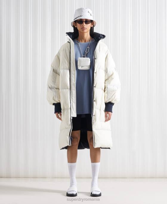 Superdry palton reversibil sdx ediție limitată din puf îmbrăcăminte cremă femei JX0Z5627