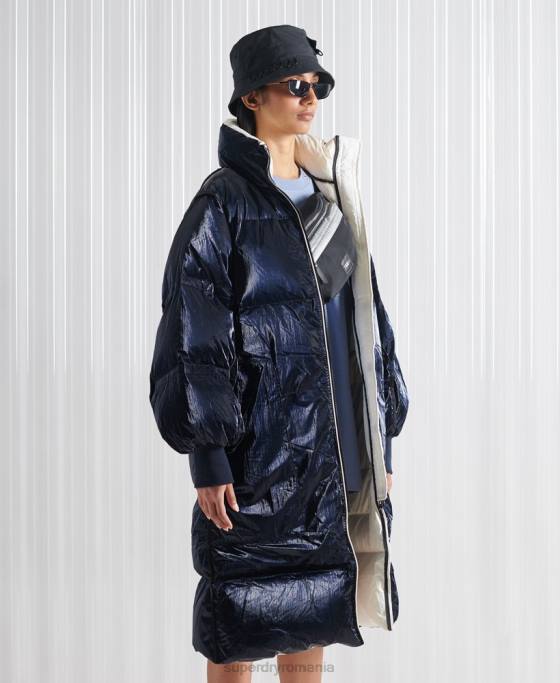 Superdry palton reversibil sdx ediție limitată din puf îmbrăcăminte cremă femei JX0Z5627