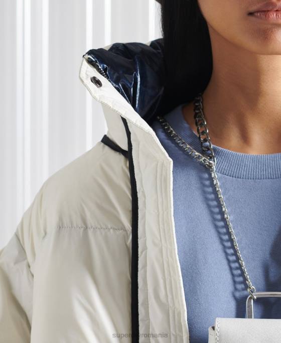 Superdry palton reversibil sdx ediție limitată din puf îmbrăcăminte cremă femei JX0Z5627