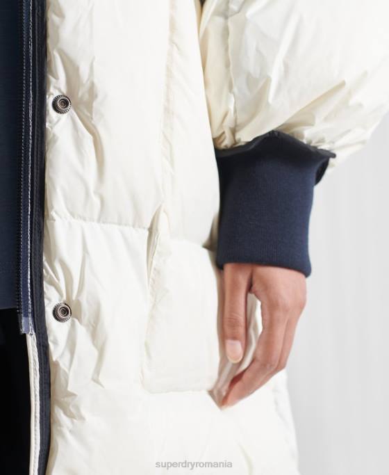 Superdry palton reversibil sdx ediție limitată din puf îmbrăcăminte cremă femei JX0Z5627