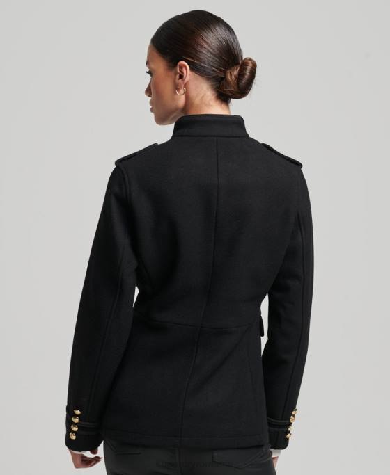 Superdry palton scurt de lână militară îmbrăcăminte negru femei JX0Z3763