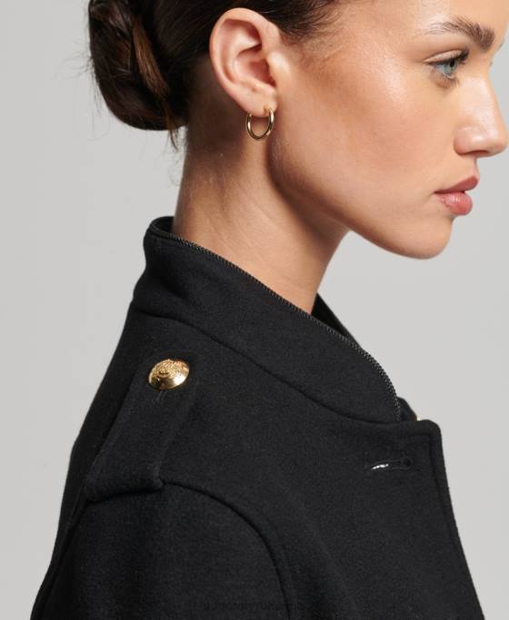 Superdry palton scurt de lână militară îmbrăcăminte negru femei JX0Z3763