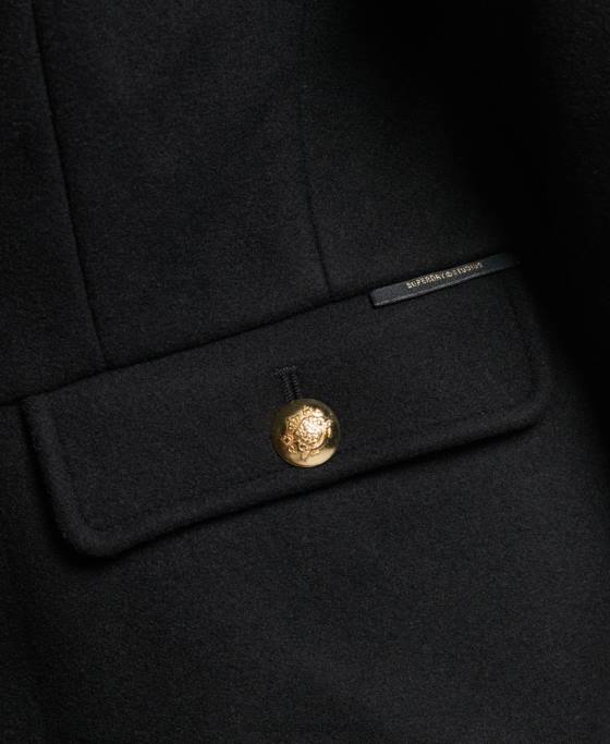 Superdry palton scurt de lână militară îmbrăcăminte negru femei JX0Z3763