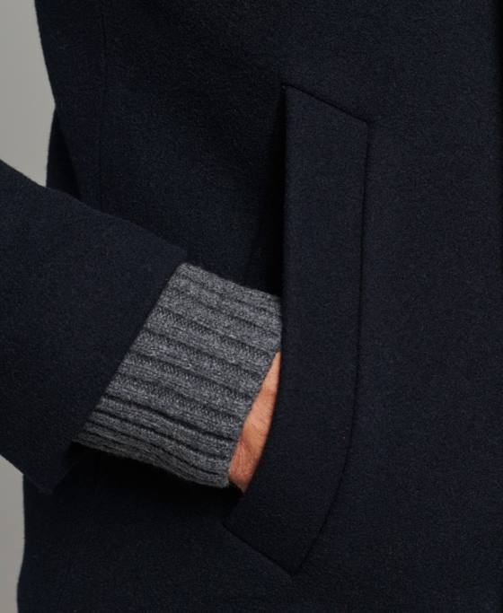 Superdry palton scurt din amestec de lână îmbrăcăminte marina bărbați JX0Z1146