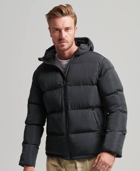 Superdry palton scurt puf îmbrăcăminte negru bărbați JX0Z1056