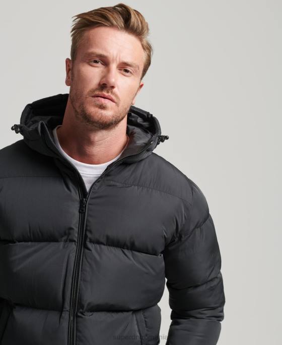 Superdry palton scurt puf îmbrăcăminte negru bărbați JX0Z1056