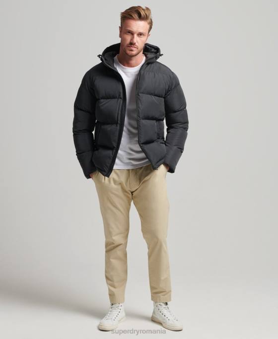 Superdry palton scurt puf îmbrăcăminte negru bărbați JX0Z1056