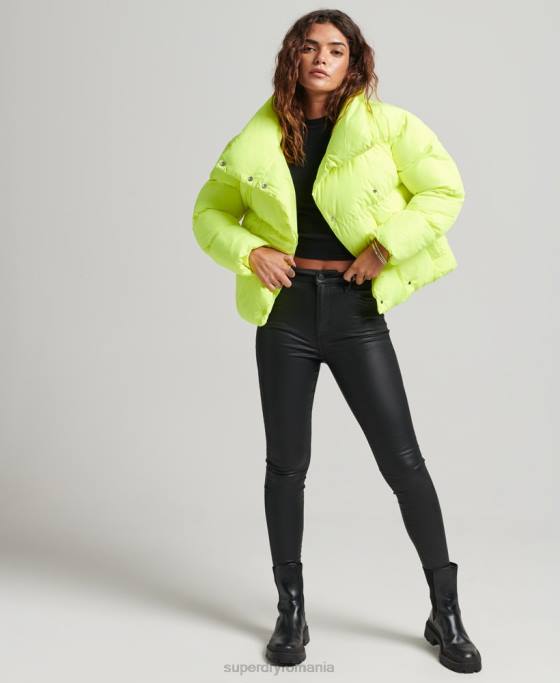 Superdry palton scurt puf îmbrăcăminte verde femei JX0Z5498