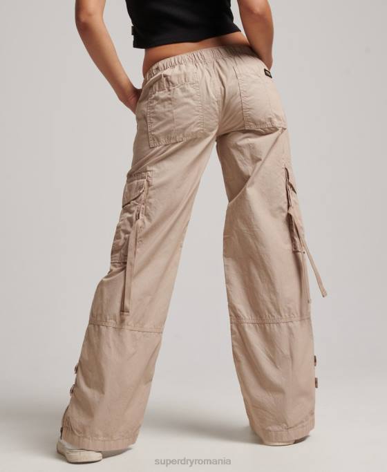 Superdry pantaloni cargo cu talie joasă îmbrăcăminte cremă femei JX0Z2001